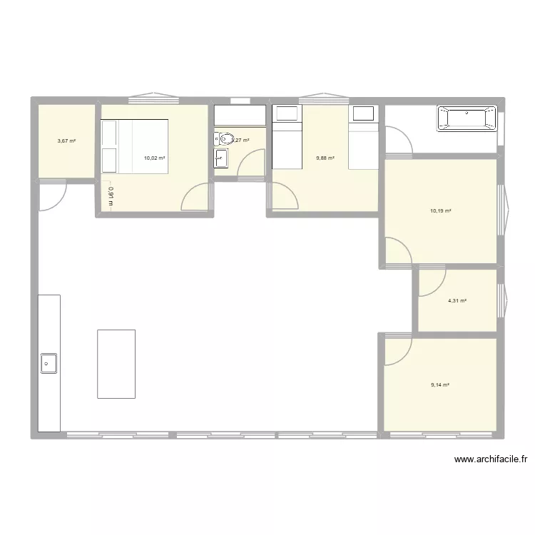 CASA DE PRAIA. Planta de 7  e 50 m²