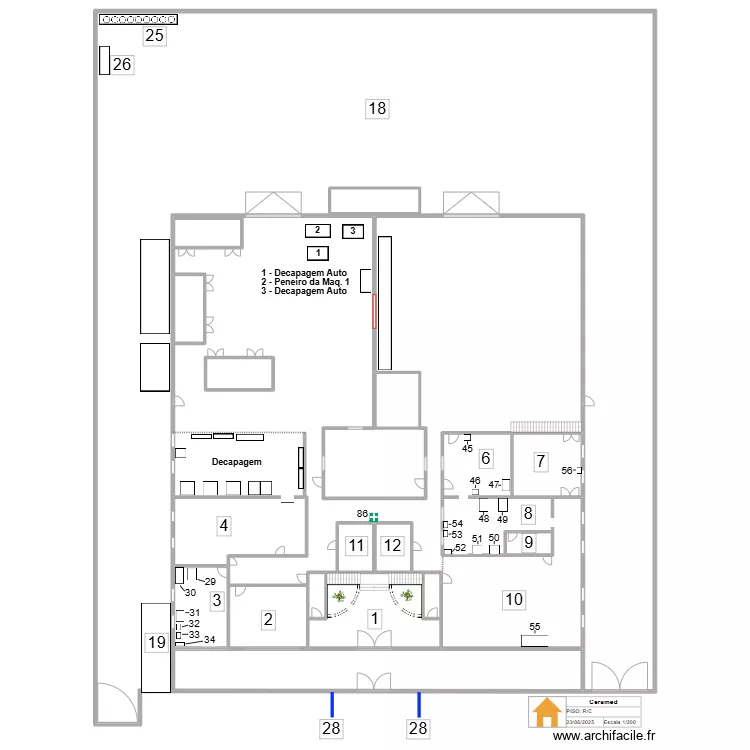 Maquina auto decapagem. Planta de 