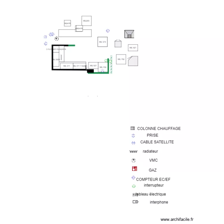 BOURET PROJET cuisine 4. Planta de BOURET PROJET cuisine 4. Planta de