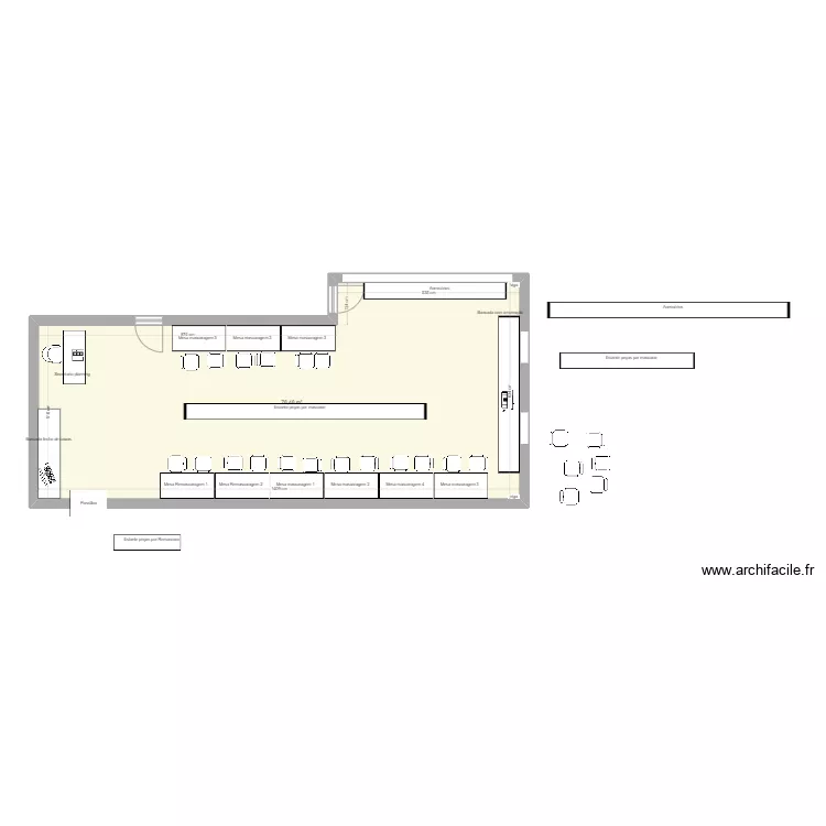 Sala Mascaragem mesas na parede. Planta de 