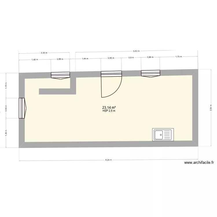 CARIA R/C. Planta de 1 Sala e 23 m² CARIA R/C. Planta de 1 Sala e 23 m²