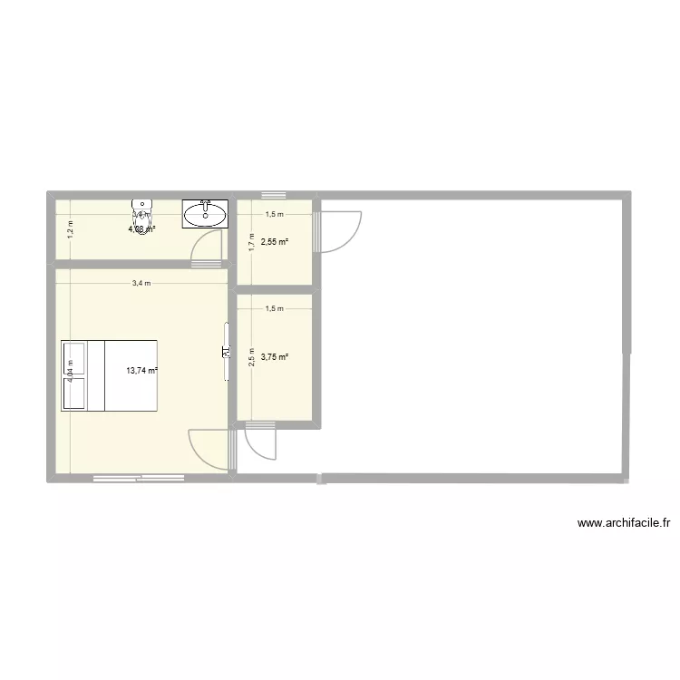Edicula. Planta de 4  e 24 m²