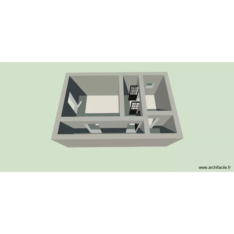 quarto. Planta de 5 Divisões e 25 m²