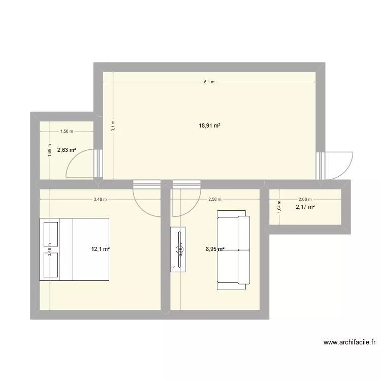 G 203. Planta de 5  e 45 m²