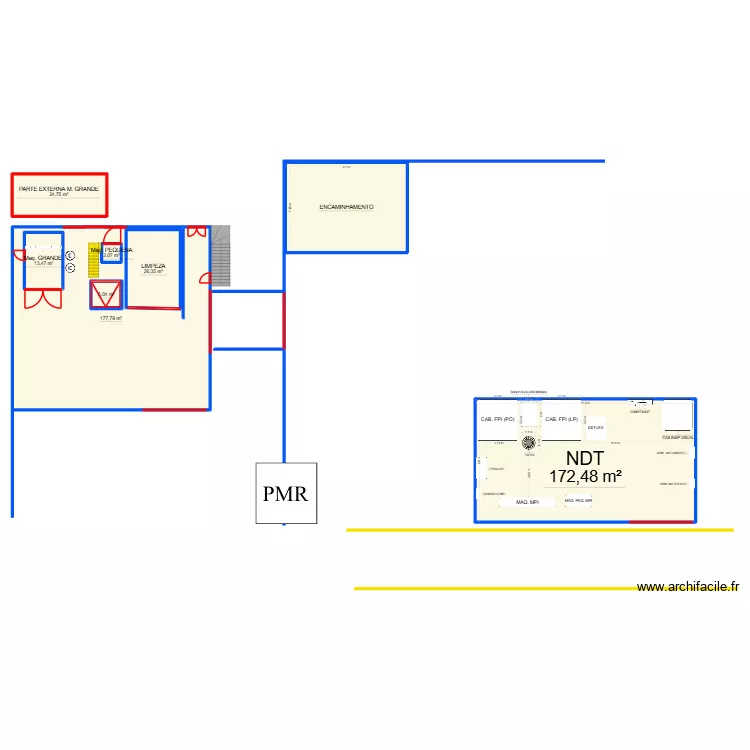 limpeza com porta fechada. Planta de 8 peças e 543 m²