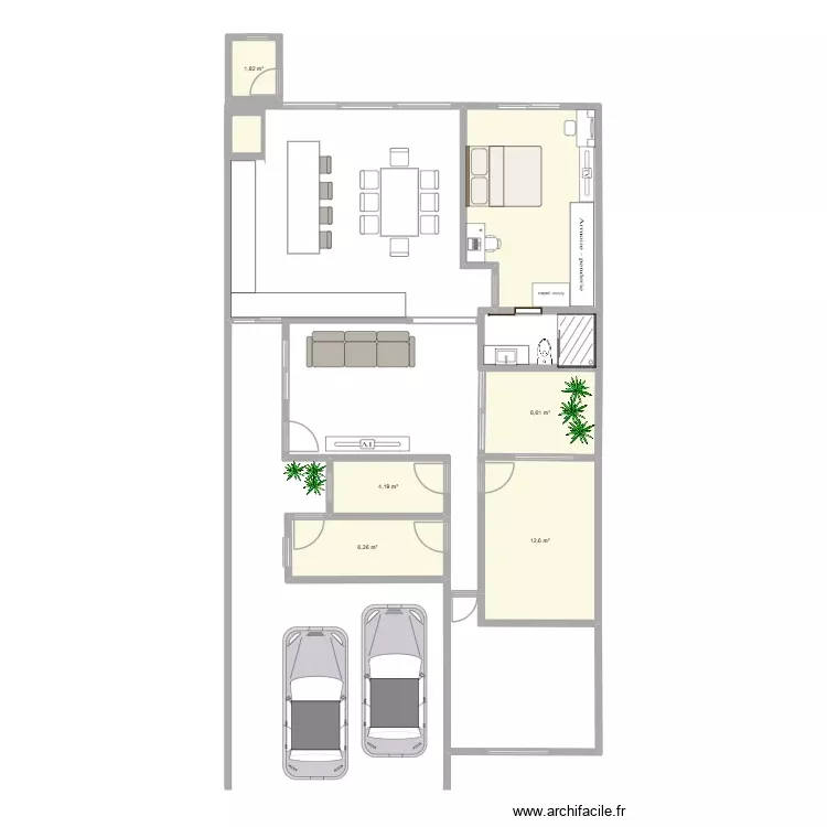 planta original com modificação. Planta de 7 Divisões e 50 m² planta original com modificação. Planta de 7 Divisões e 50 m²