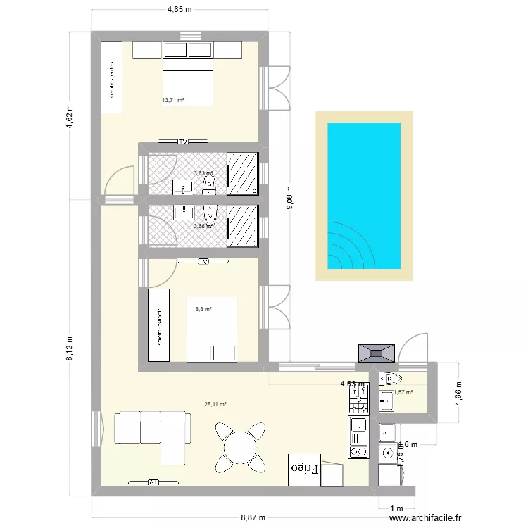 CH&Agrave;CARA. Planta de 6  e 59 m²
