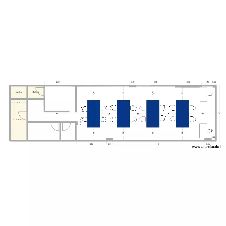 Suporte - Mesas Centrais - 4 Mesas. Planta de 3 e 10 m² Suporte - Mesas Centrais - 4 Mesas. Planta de 3 e 10 m²