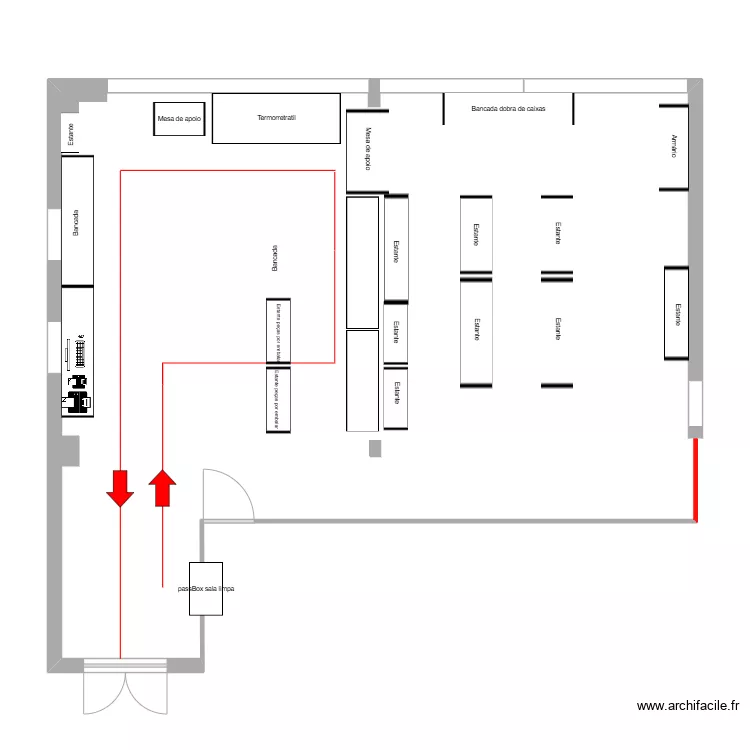 Embalagem final Exten&ccedil;&atilde;o bancada 2. Planta de 