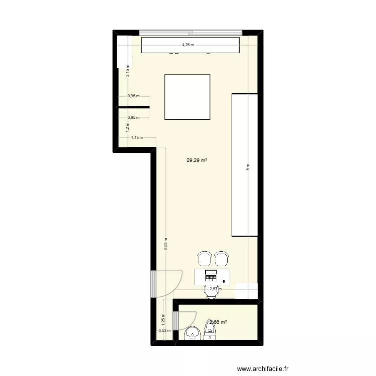 Atelie Singular. Planta de 2  e 32 m²