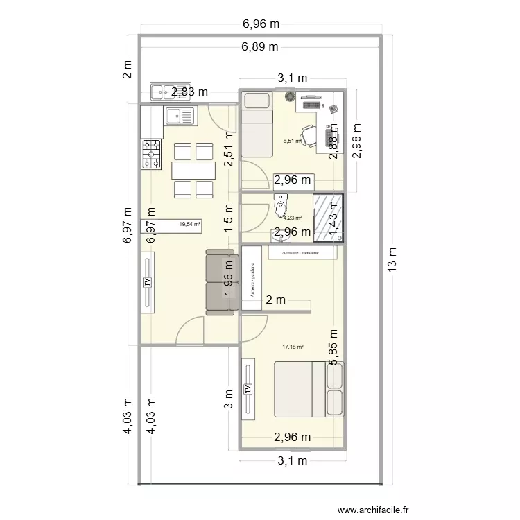 casa 3. Planta de 4 Divisões e 49 m² casa 3. Planta de 4 Divisões e 49 m²