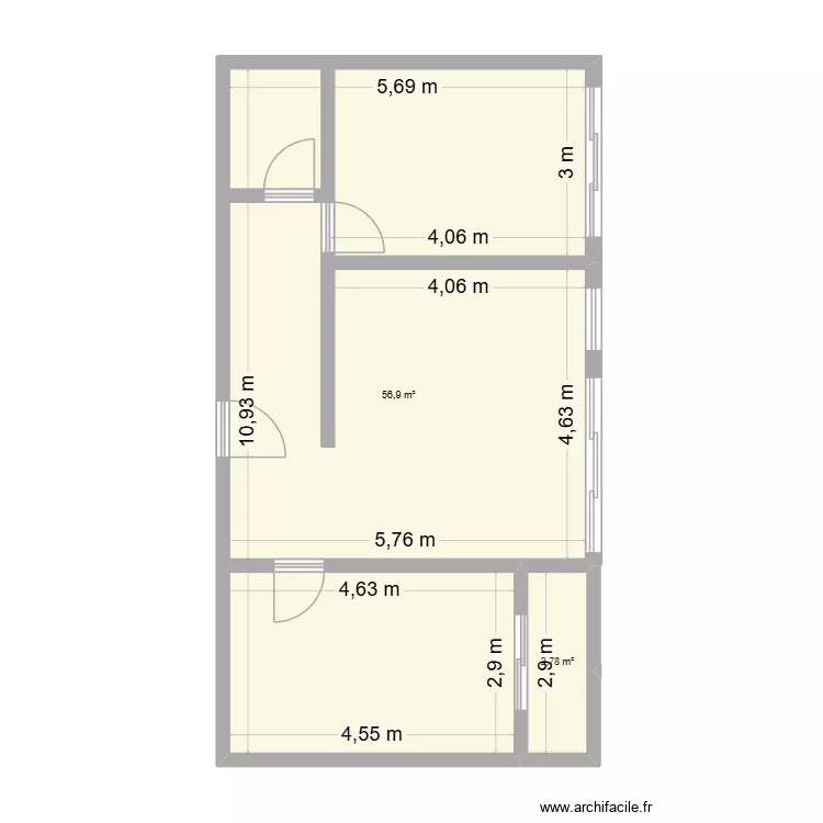Praceta do coto. Planta de 2  e 60 m²