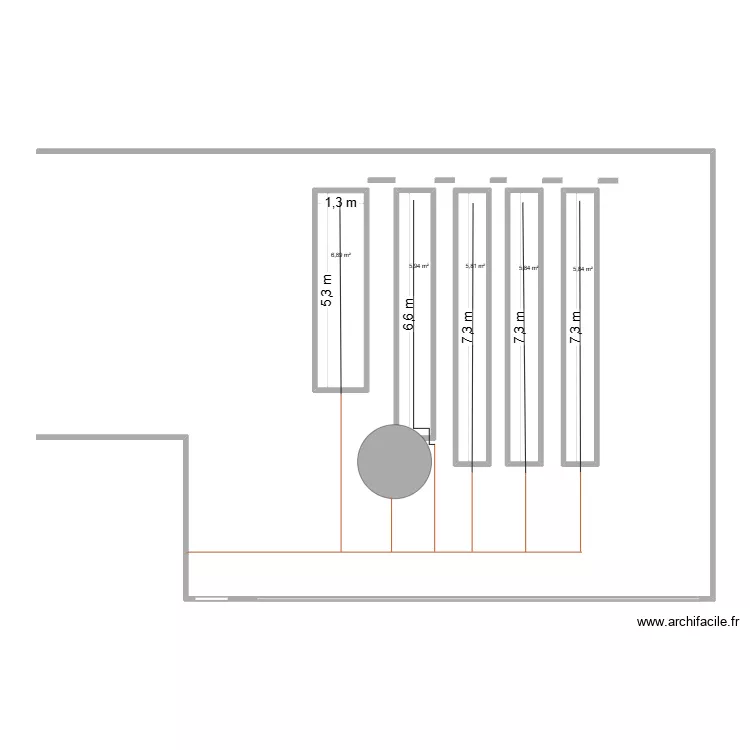 extensao. Planta de 5 Divisões e 30 m²