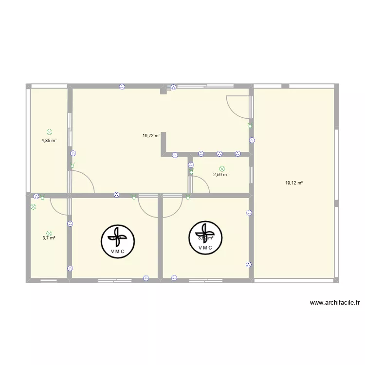 Casa 7x8E. Planta de 7 peças e 67 m²