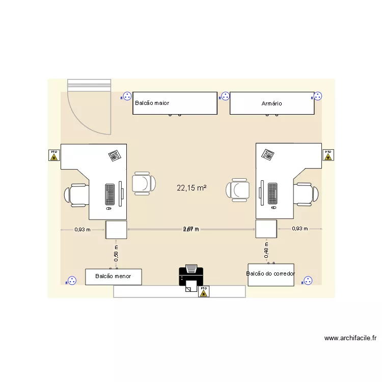 Sala Q3 maior. Planta de 1 e 22 m² Sala Q3 maior. Planta de 1 e 22 m²