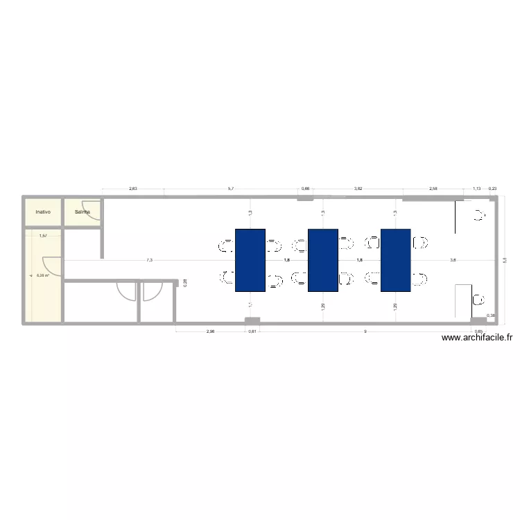 Suporte - Mesas Centrais. Planta de 3 e 10 m² Suporte - Mesas Centrais. Planta de 3 e 10 m²