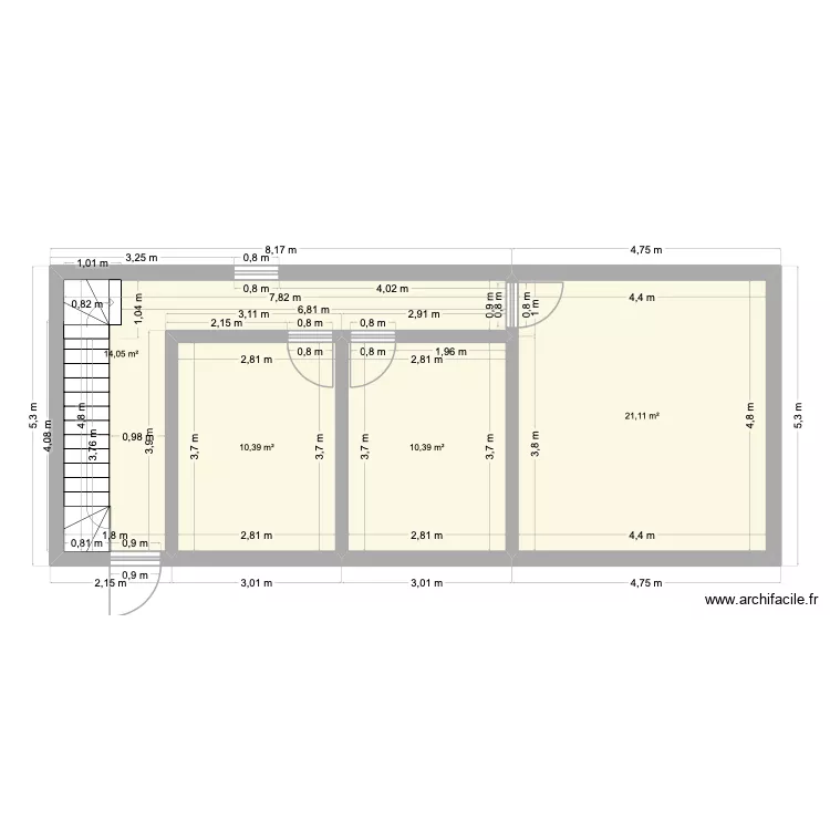 PRIMEIRO PISO. Planta de 4  e 56 m²
