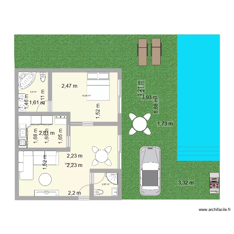 casa. Planta de 5  e 56 m²